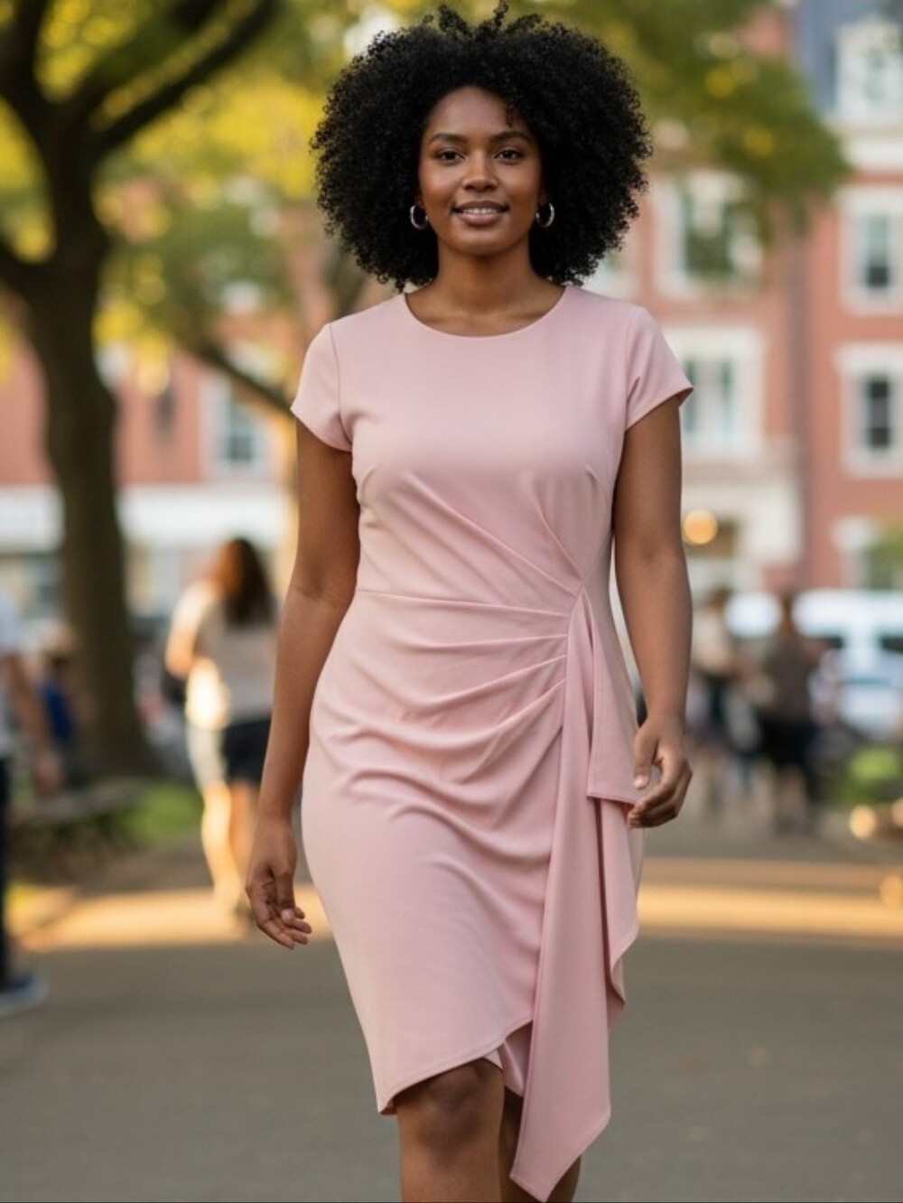 Vince Camuto Cap Sleeve Ruched Scuba Crepe Midi Dress
